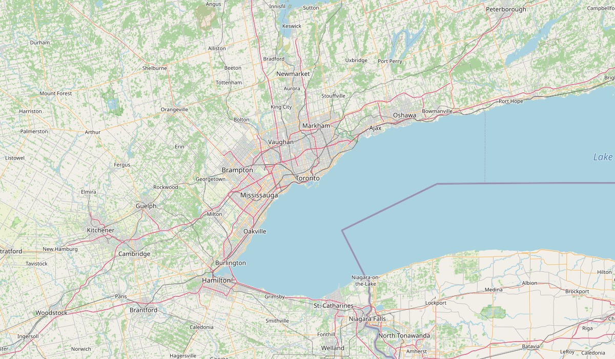 Street map of Toronto and the surrounding Greater Toronto Area
